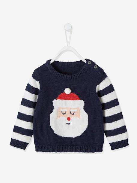 Pull 'Père Noël' bébé en tricot encre 