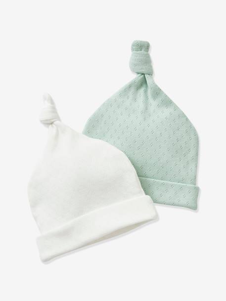 Lot de 2 bonnets bébé lot vert céladon 