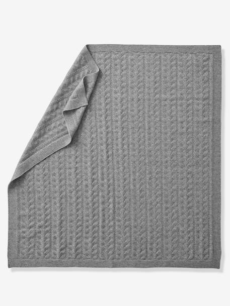 Couverture bébé en tricot gris chiné 