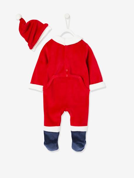 Coffret cadeau de Noël bébé dors-bien en velours + bonnet rouge brique 