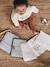 Protège carnet de santé bleu grisé+imprimé coeurs+rayé green forest 
