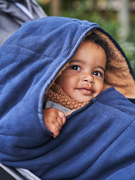 Sweat-Fusssack für Kinderwagen GRAU MELIERT+nachtblau 