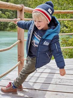 Vêtements de Ski Enfants-Garçon-Manteau, veste-Doudoune-Doudoune à capuche bicolore doublée polaire garçon