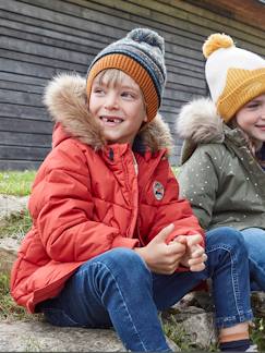 Wintersport Outfit-Junge-Mantel, Jacke-Jungen Steppjacke mit Kapuze, Recycling-Polyester