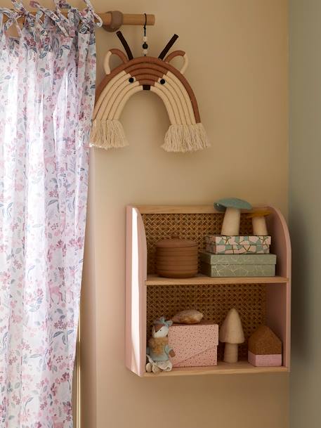 Kinderzimmer Wandregal mit Rattan POESIE rosa/natur 