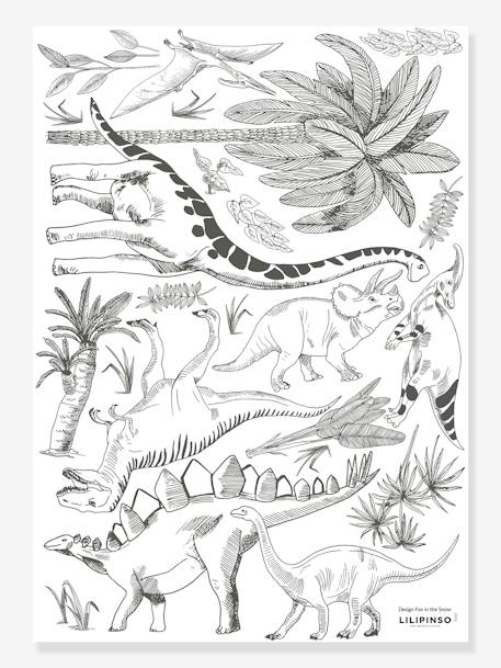 Planche de stickers LILIPINSO - Dinosaures et Végétaux gris 