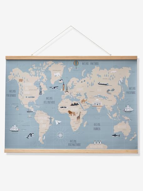 Weltkarte für Kinderzimmer BLAU 