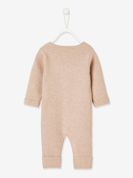 Combinaison en côtes bébé manches longues anthracite+beige chiné+gris chiné 