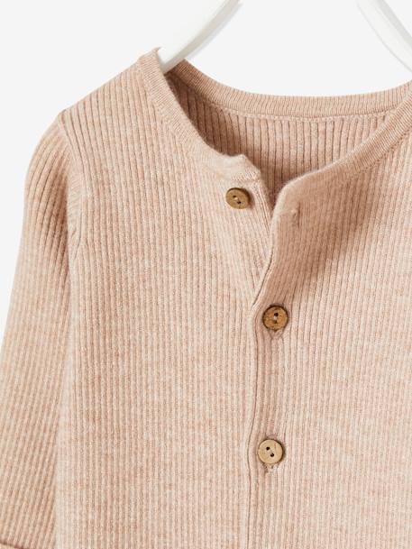 Combinaison en côtes bébé manches longues anthracite+beige chiné+gris chiné 