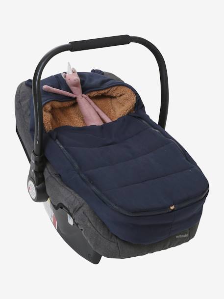 Fusssack für Kinderwagen & Babyschale, wetterfest DUNKELBLAU+SCHWARZ 