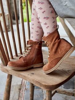Hiver-Chaussures-Chaussures fille 23-38-Boots, bottines-Bottines cuir fille à lacets + glissière