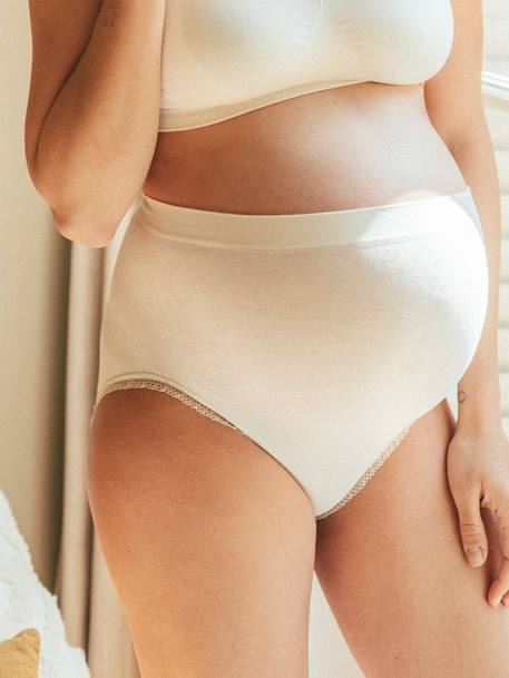 Culotte haute de grossesse sans couture Organic CACHE COEUR naturel+ROSE 