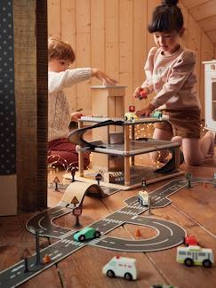Spielzeug-Fantasiespiele-Autos, Garage, Rennbahn, Zug-Strassenset aus Holz FSC®