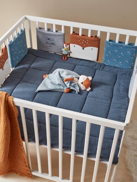 Polster für Babybett-Gitterstäbe „Baby Fox“ BLAU/MEHRFARBIG 