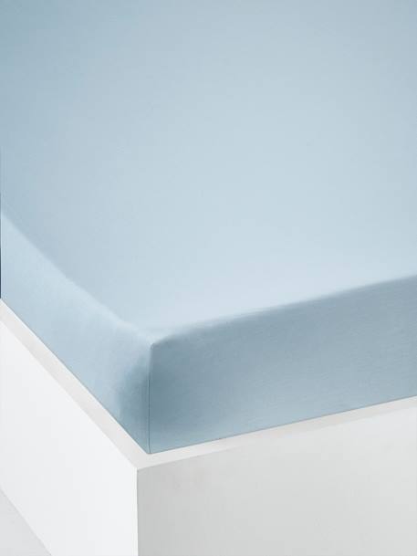Drap-housse uni enfant anthracite+bleu clair+bleu jean+bleu vert+corail+ecru+gris+lila clair+marine+pistache+rose clair+terracotta+vert 