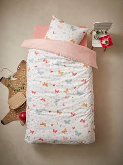 Linge de maison et décoration-Linge de lit enfant-Parure fourre de duvet + taie d'oreiller *Papillon", essentiels