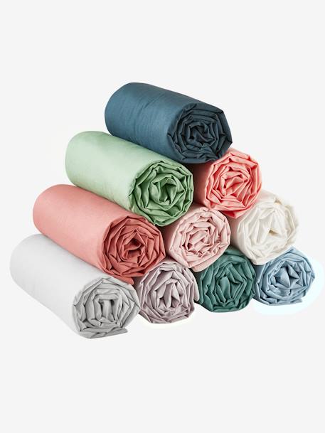 Drap-housse uni enfant anthracite+bleu clair+bleu jean+bleu vert+corail+ecru+gris+lila clair+marine+pistache+rose clair+terracotta+vert 
