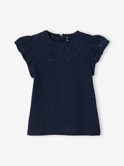 Sélection Printemps-Fille-T-shirt, sous-pull-T-shirt fille avec détails broderie anglaise