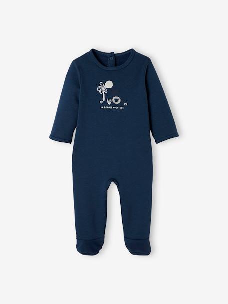 Lot de 2 pyjamas bébé en molleton ouverture zippée lot bleu jean 