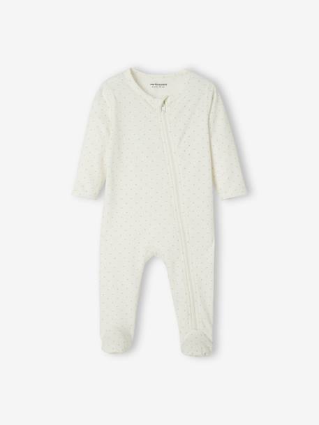 Lot de 3 pyjamas bébé en jersey ouverture zippée BASICS lot ivoire+lot moutarde 