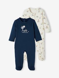 Bébé-Lot de 2 pyjamas bébé en molleton ouverture zippée