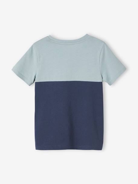 T-shirt coloblock garçon manches courtes ardoise+bleu azur+kaki+orange 