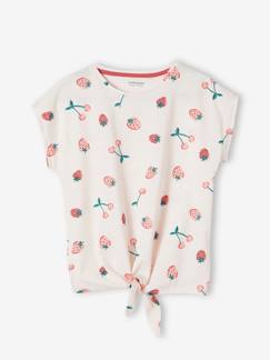 Sélection Printemps-Fille-T-shirt, sous-pull-T-shirt imprimé fille avec noeud fantaisie