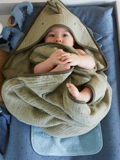 Bébé-Cape de bain bébé en gaze de coton + gant de toilette PETIT DINO