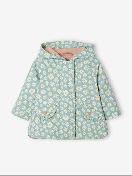 Mädchen Baby Regenjacke aquamarin gänseblümchen 