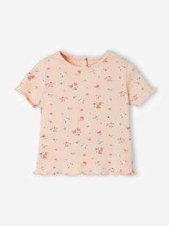 Baby-T-Shirt, Unterziehpulli-T-Shirt-Geripptes Baby T-Shirt mit Blumenprint