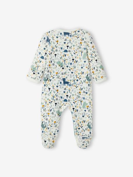 Pyjama bébé garçon en velours ouverture pont ivoire imprimé 