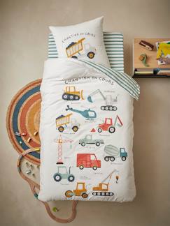 Linge de maison et décoration-Linge de lit enfant-Parure fourre de duvet + taie d'oreiller enfant QUEL CHANTIER