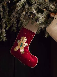 Personnalisation offerte-Linge de maison et décoration-Décoration-Objet déco-Chaussette de Noël à sequins réversibles Mr Biscuit