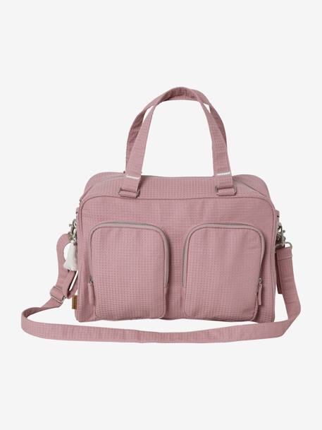 Sac à langer multipoches en coton nid d'abeille Family blush 