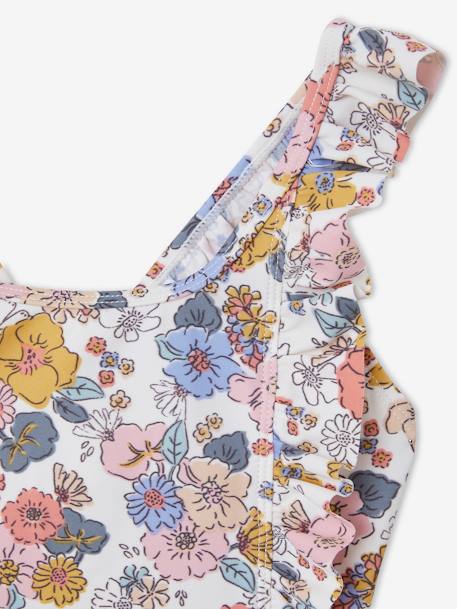 Mädchen Badeanzug mit Blumen  Oeko-Tex beige bedruckt 