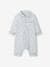 Pyjama bébé en flanelle de coton ouverture naissance carreaux ivoire 