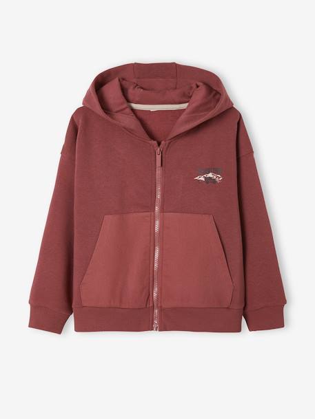 Jungen Kapuzensweatjacke mit Taschen bordeaux 