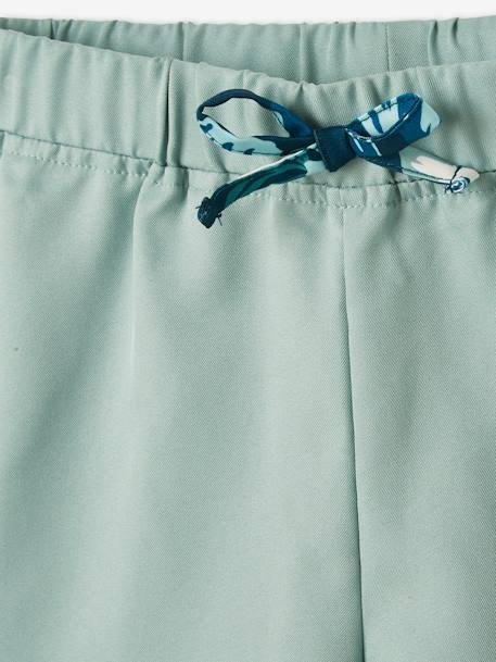 Mädchen Sport-Shorts mit geblümtem Einsatz graugrün 