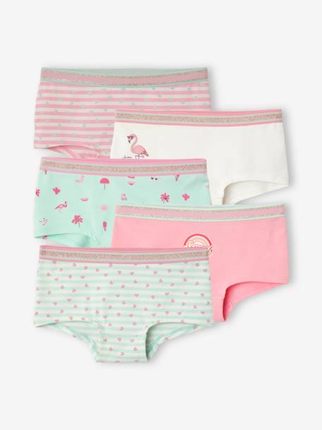 5er-Pack Mädchen Shortys Oeko-Tex pack rosa/aqua 