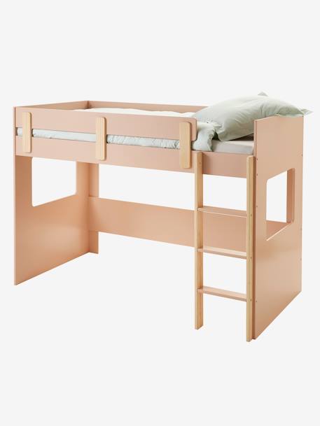 Kinder-Hochbett 'Everest' KHAKI+rosa+WEISS/NATUR 