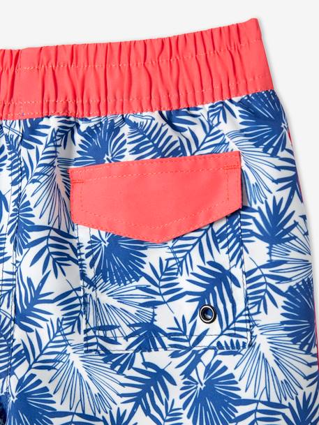 Jungen Badehose, Blätter-Print blau bedruckt 