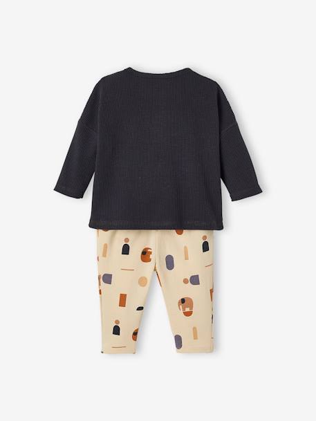 Ensemble bébé T-shirt et pantalon en molleton gris béton+kaki 
