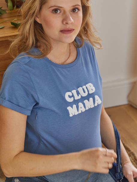 T-shirt de grossesse et d'allaitement Bleu+Gris anthracite+Marron+Marron+Rose 