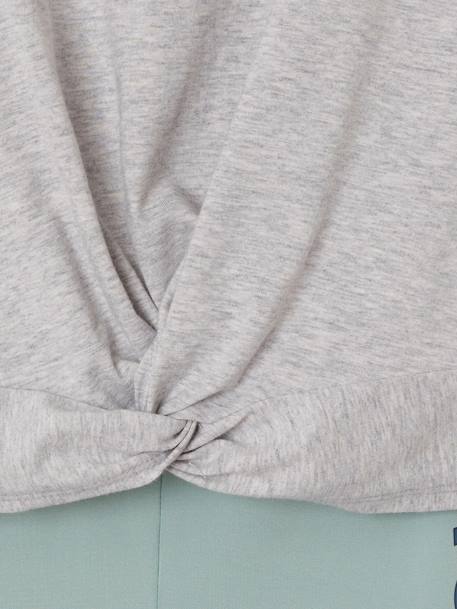Mädchen Sport-Set: T-Shirt mit Knoten & Leggings grau meliert 