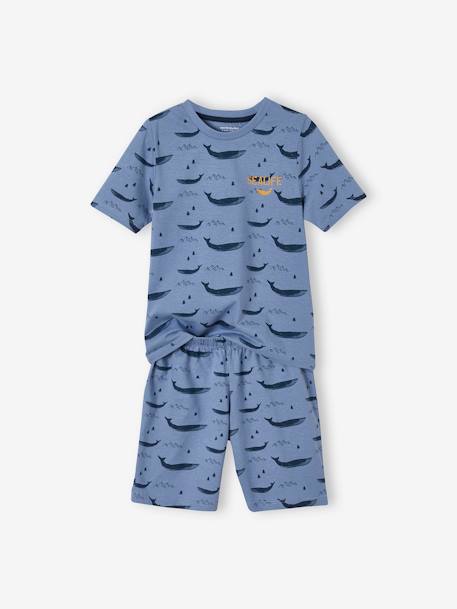 Lot de 2 pyjashorts garçon baleines BASICS Lot moutarde et bleu 