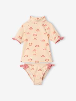 Vêtements anti-UV et protection solaire pour enfants et bébés-Fille-Maillot de bain-Ensemble de bain anti-UV fille T-shirt + culotte