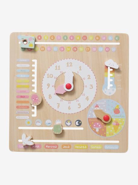 Holz-Spieluhr mit Kalender für Kinder bunt/rosa+mehrfarbig/rot 