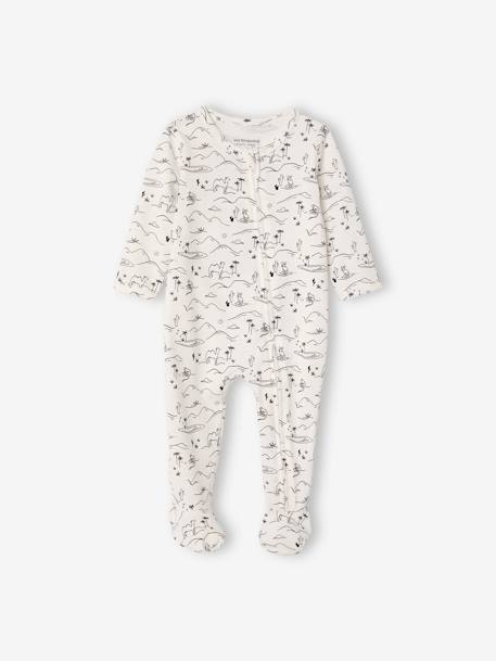 Lot de 3 pyjamas en coton bébé ouverture zippée lot ivoire 