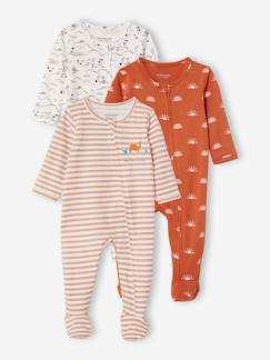 Lot de 3 pyjamas en coton bébé ouverture zippée