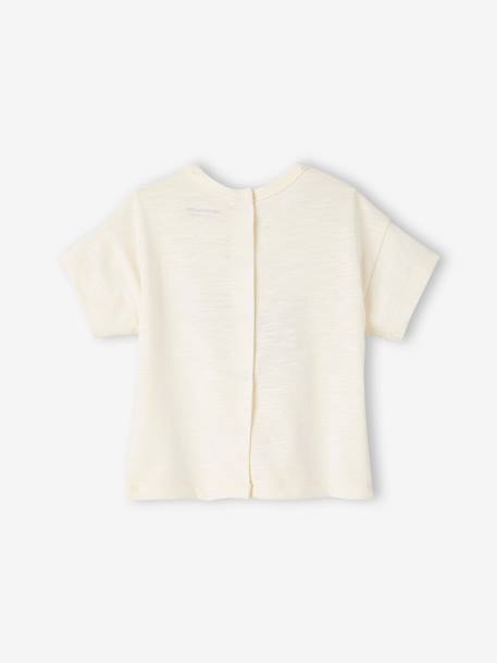T-shirt bébé à motif en coton bio manches courtes beige+jaune pâle+vert d'eau 